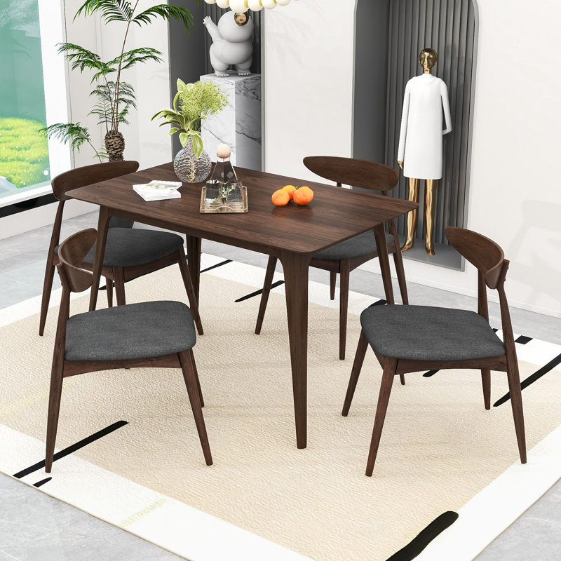Ensemble de table de salle à manger 5 pièces avec table rectangulaire et 4 chaises rembourrées ergonomiques
