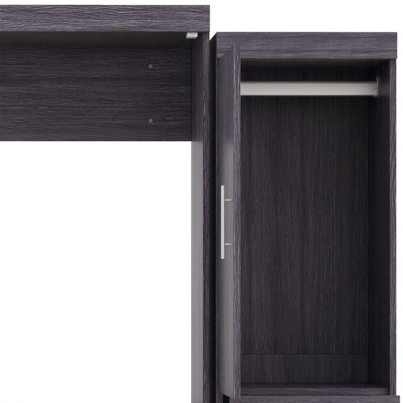 Lit escamotable double avec garde-robe et tiroirs, lit de rangement, peut être plié dans une armoire