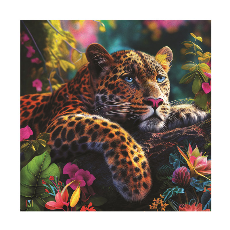 Michael David Ward Reclining Leopard Canvas Art, 18" H x 18" W