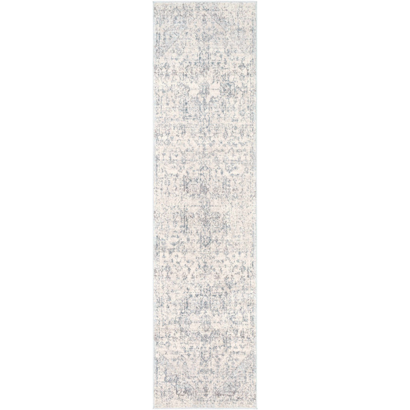 Tapis bleu Hanaleigh, Tapis de couloir 2 pi 7 po x 10 pi