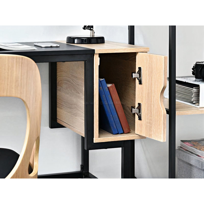 Dawniel Metal Base Writing Desk, Oak