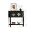 Console demi-cercle en bois massif noir-946583728