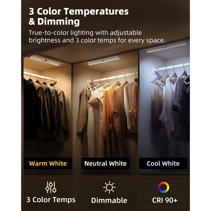Luminaire sous-armoire sans fil 15 po avec capteur rotatif (ensemble de 2), Paquet de 2