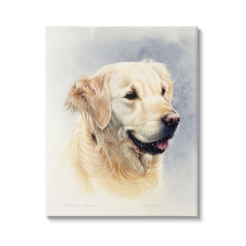 Golden Retriever, portrait souriant sur toile, H 30 po x l 24 po x P 1,5 po