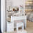 Full Body Mirror Cabinet + Round Mirror LED Vanity Table + Cushioned Stool, 17" Diameter LED Mirror, Touch Control, 3-Color, Brightness Adjustable, Large Desktop, Multi-Layer High Capacity Storage-1217524080