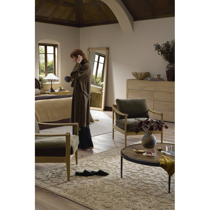 Barwin Armchair Chair with Ottoman, Surrey Ochre