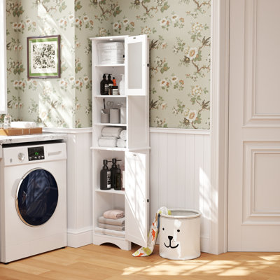 Armoire à linge de salle de bain haute autoportante Natyra 67,1 po avec 2 portes