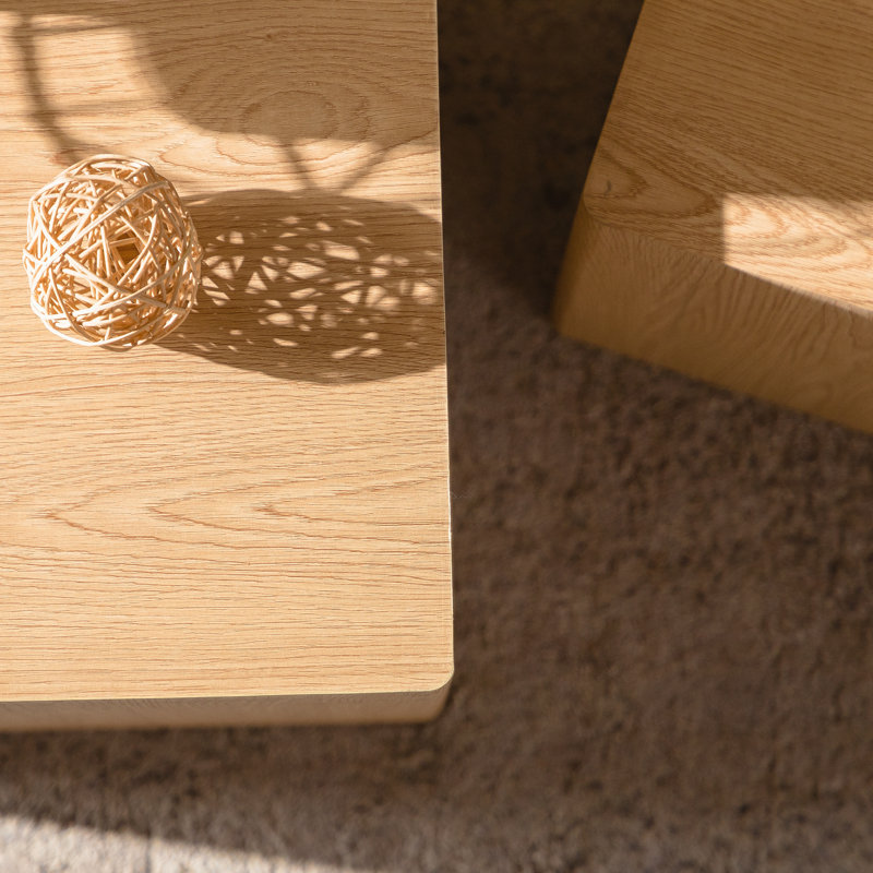 Ensemble de 2 tables basses gigognes, Bois naturel