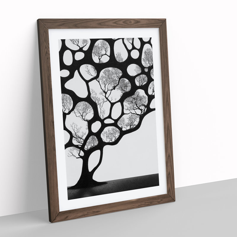 A Monochrome Tree No.5 - Framed Print, 46cm H x 34cm W x 2cm D, Walnut Framed