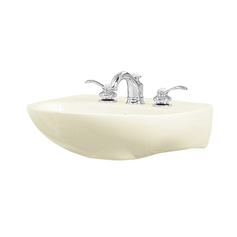 Sacramento Ceramic U-Shaped Pedestal Bathroom Sink with Overflow, Biscuit, 8" Centers, 34" H x 18.25" W x 21.25" L
