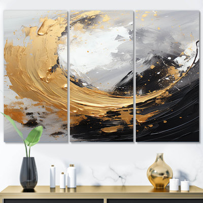 Yin Yang Beyond Duality Abstract Gold And Black II On Canvas 3 Pieces Print -  Ivy Bronx, 987E43B56B994581836267294741284B