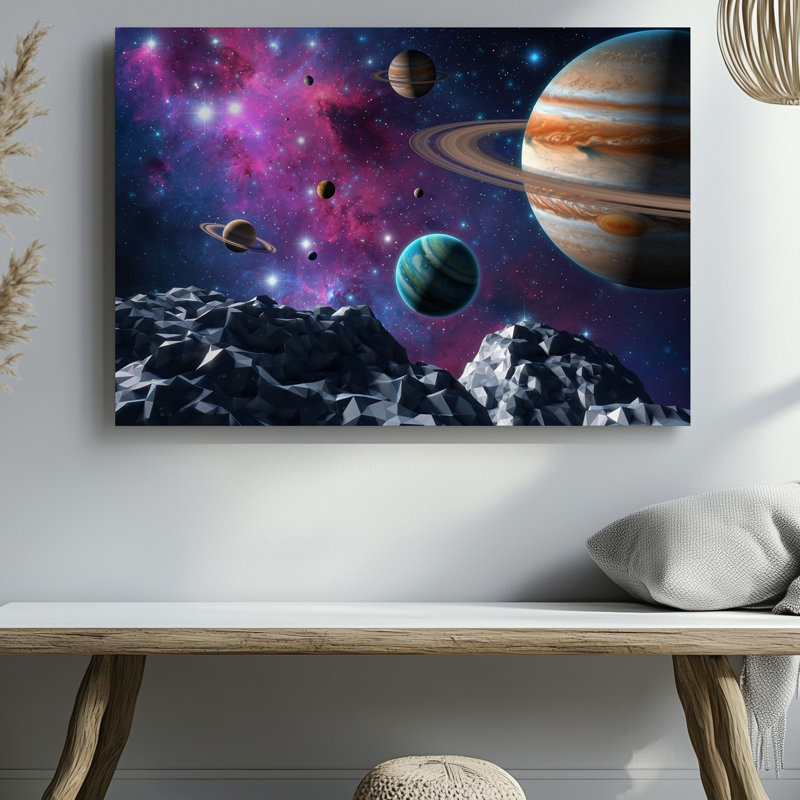 Toile dans un tableau cosmique à couper le souffle, éclatant de lumière blanche éclatante, art mural Forth a Radiant Core The Focal Point of