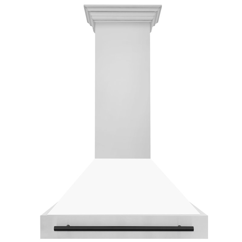 36" 700 CFM Ducted Wall Mount Range Hood, White Matte/Matte Black