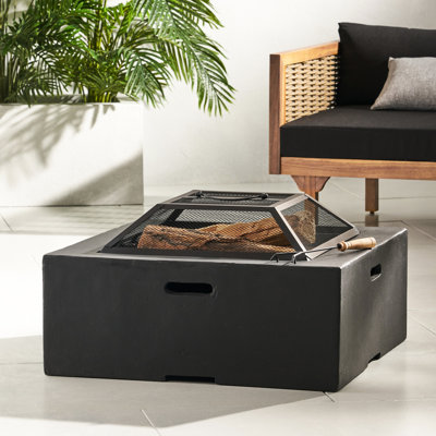 Poêle d'extérieur carré de 74 cm (29 po) - Gris foncé, confort de combustion du bois, profondeur et largeur de 72,1 cm (28,42 po), hauteur de 42,6 cm (16,78 po), poids de 23,9 kg (52,61 lb), foyer chauffant.