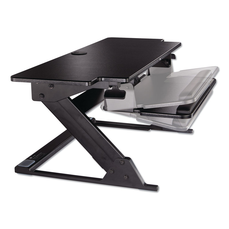 Black Adjustable Height Standing Desk Converter with Gel Wrist Rest