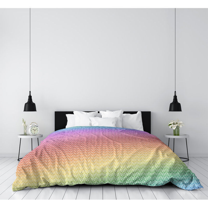 Housse de couette simple Katelyn Elizabeth, Housse de couette pour très grand lit, Polyester brossé, Bleu / Vert / Mauve