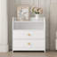 Table de chevet blanche à 2 tiroirs avec panneaux latéraux incurvés et étagère ouverte, table de chevet moderne pour chambre à coucher, chambre d'enfant, chambre de bébé