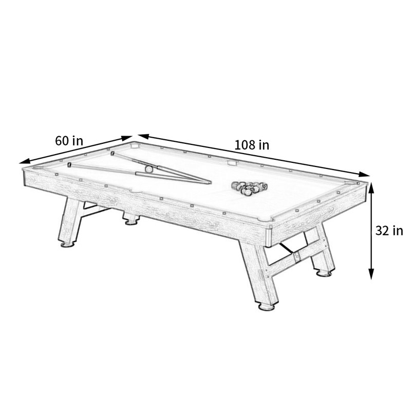 Table multi-jeux, H 32 po x L 108 po x l 60 po, Noir