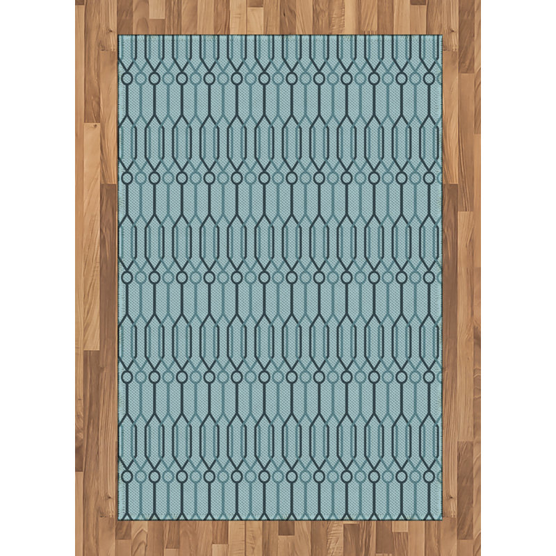 Turquoise High Density Long Fiber Poly Threads Decorative Area Rug Carpet, Rectangle 4' x 5'8"
