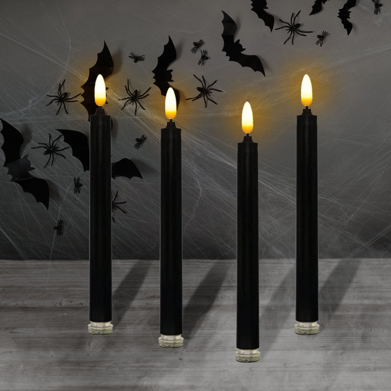 Unscented Flameless Taper Candle - 4 Count, Black