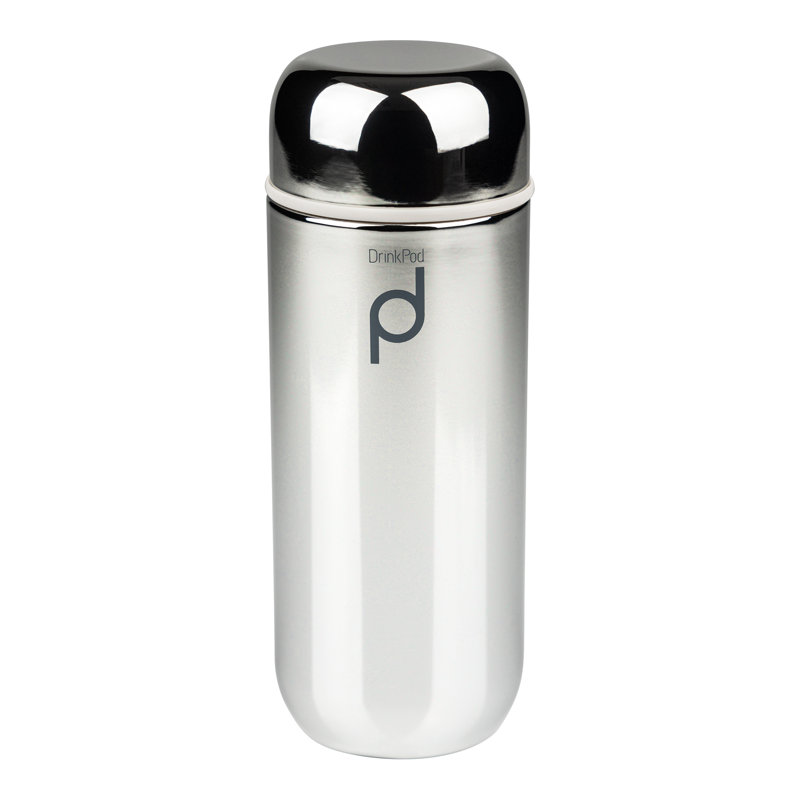 Grunwerg Drink Pod 200ml Vacuum Insulated Stainless Steel Travel Mug, Silver
