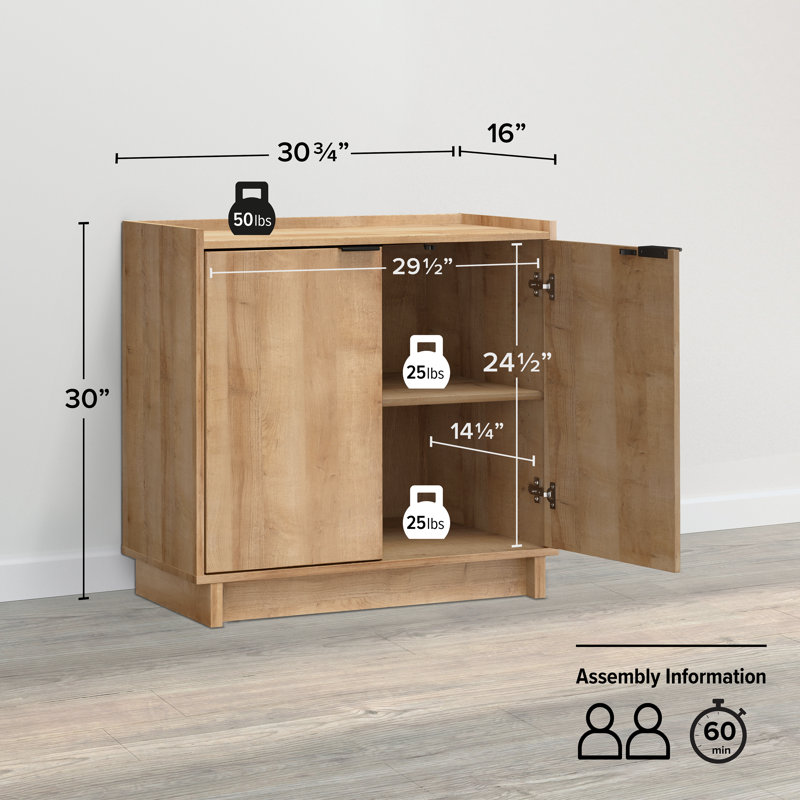 Oak Light Wood Living Room Cabinet with Adjustable Shelving