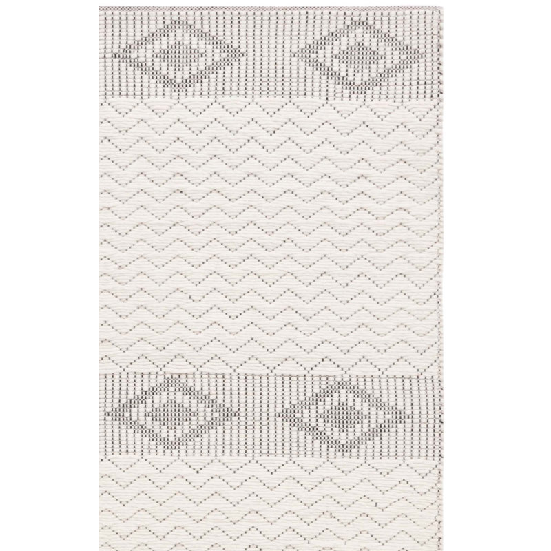 Janequa Hand Woven Wool Geometric Rug, Rectangle 4' x 6'