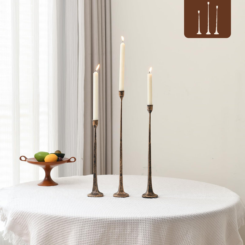 Iron Antique Gold Candlestick Holders