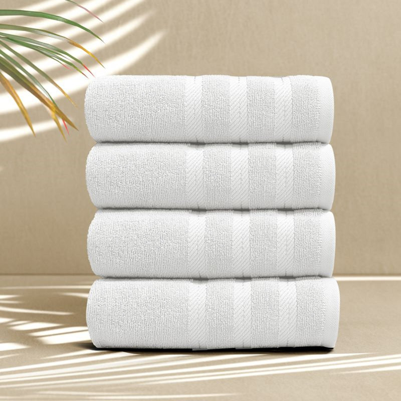  100% Combed Cotton Hand Towels – Ultra Soft & Highly Absorbent, 16" x 28", 4-Piece Set, White, 4 Pack