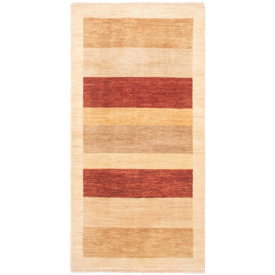 Tapis unique en laine noué à la main style Ziegler des années 2010 de 3 pi 3 po x 6 pi 6 po crème