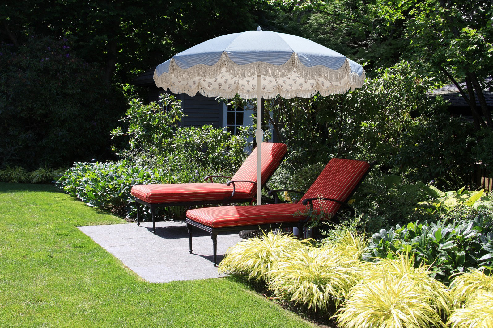 Lillie 7.5' Sunbrella® Market Umbrella, Blue/Mira Bluebell