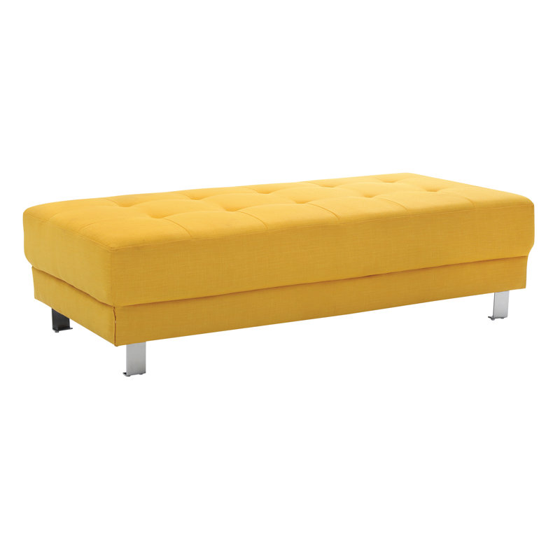 Plaza 56" Wide Tufted Rectangle Standard Ottoman, Yellow Polyester