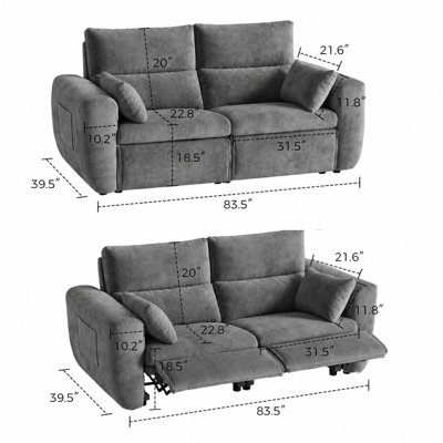 Itohan 83.5‘‘ Upholstered Slipcovered Power Reclining Sofa