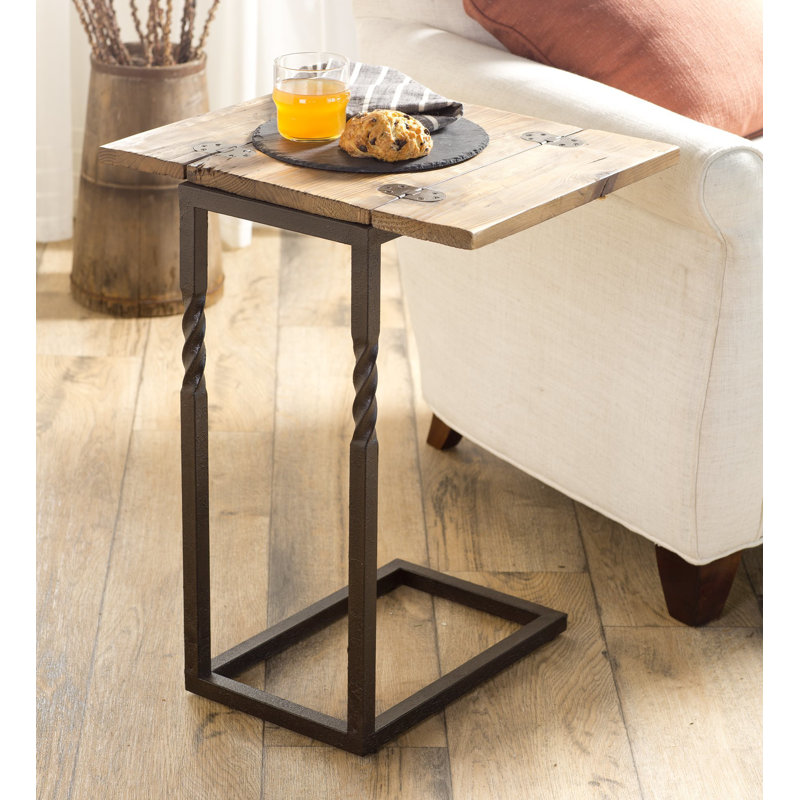 Rustic Pull-Up Table with Fold-Out Leaves in Wood and Metal