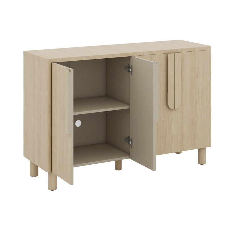 Buffet polyvalent - magnifique buffet en bois avec tablettes réglables et poignées arquées uniques, Naturel