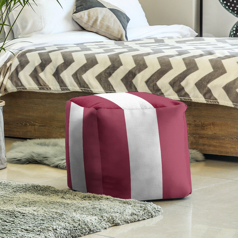 Repose-pieds cubique Tennessee, H 13 po x l 13 po x P 13 po, Rouge clair / Blanc cassé