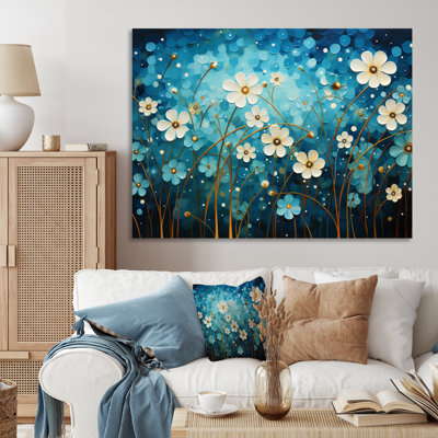 «Turquoise Tranquility», art mural abstrait