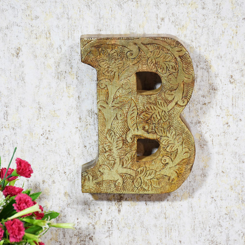 Haddam Text & Numbers Letter Block, Gold, B