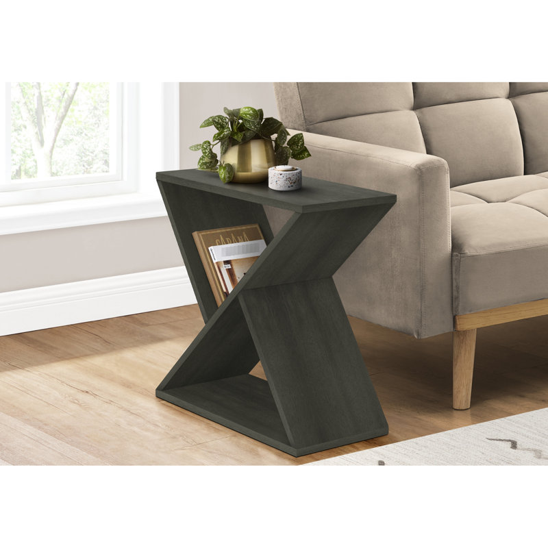 Table d'appoint en placage foncé 23,6 po Grand style