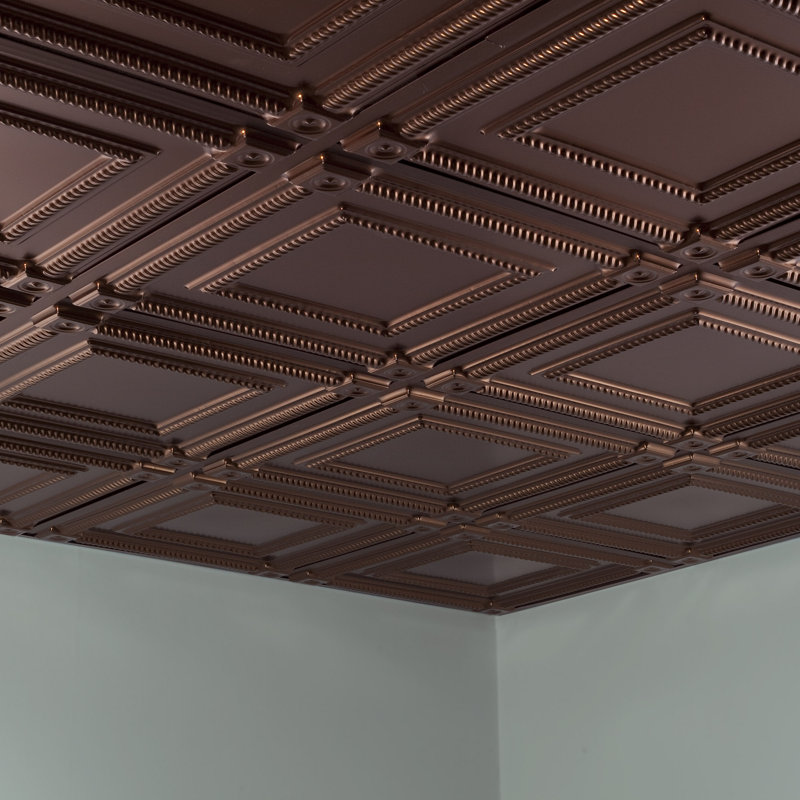 24'' L x 24'' W Textured Vinyl Drop-In Ceiling Tile, Oil Rubbed Bronze