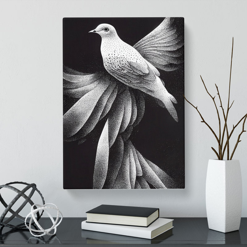 Anston Dove Bird Pointillism - Wrapped Canvas, 60cm H x 40cm W x 3cm D