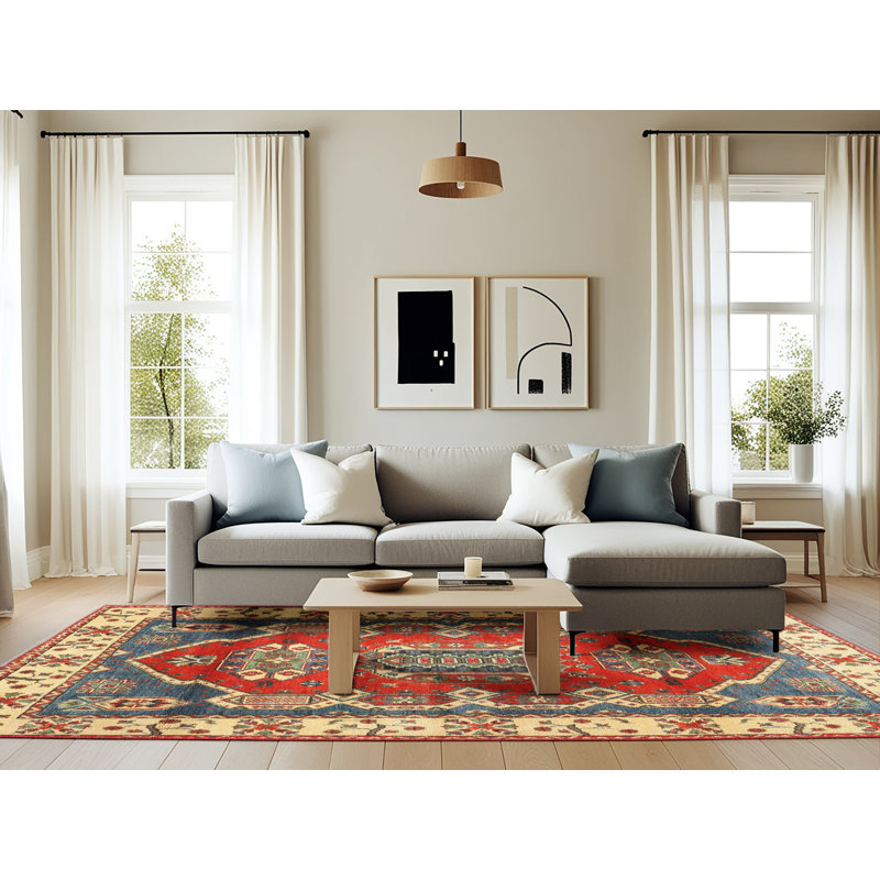 Tapis beige Southwestern, Rectangle 6 pi x 9 pi