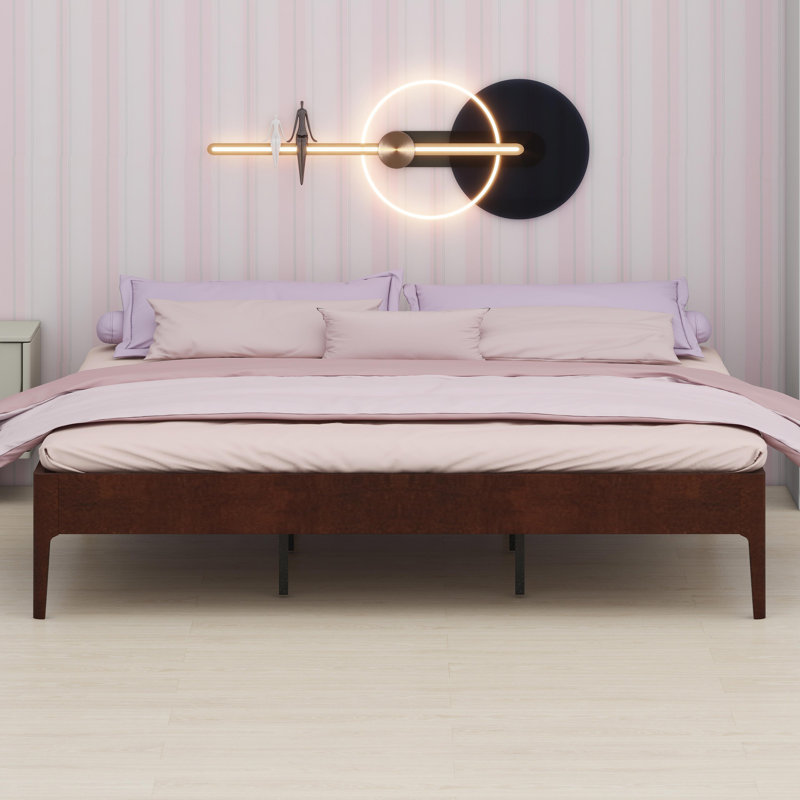 Sleek Simple Style Bed Frame with Engineered Support Grid and Tool-Free Construction, Chocolate