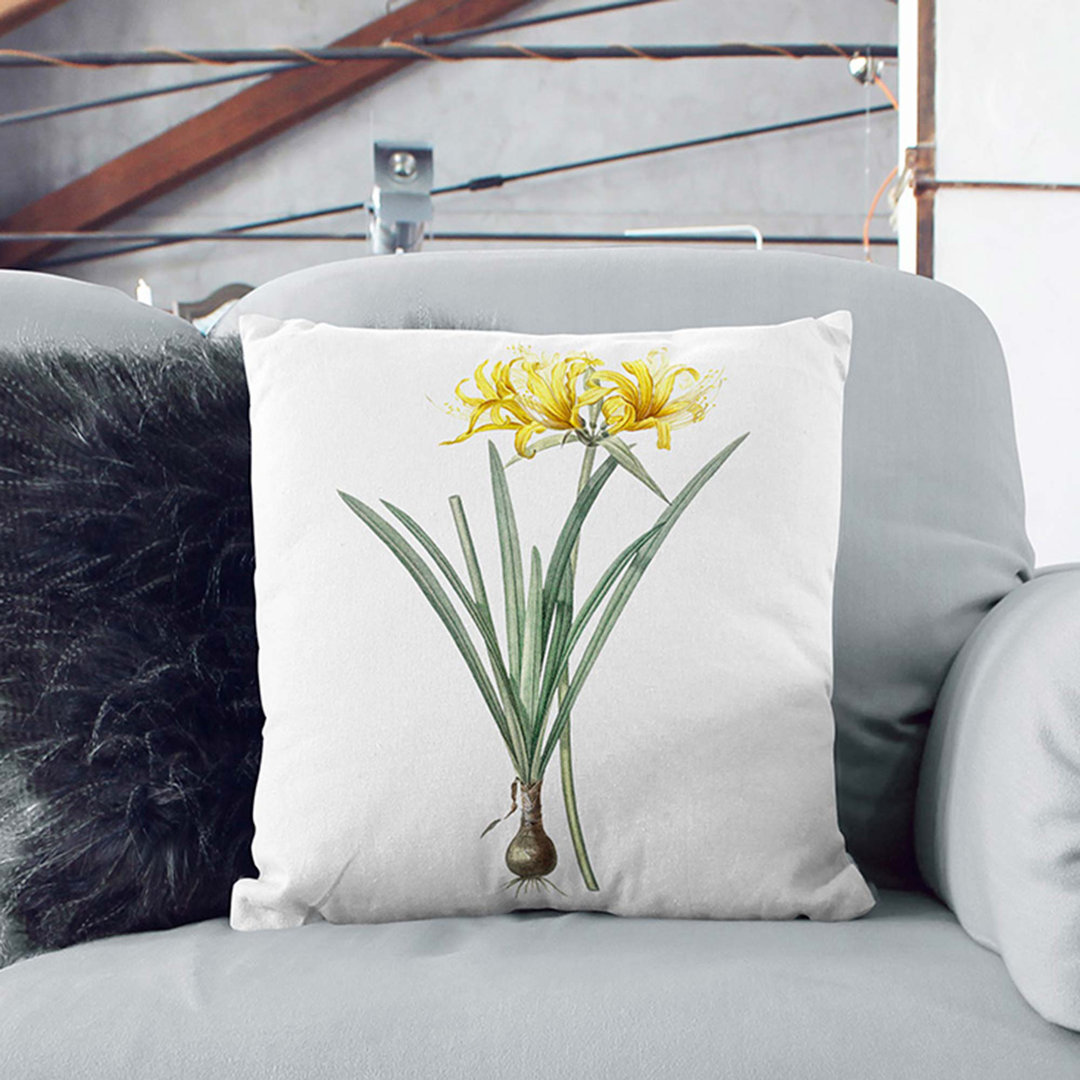 Golden Hurricane Lily by Pierre-Joseph Redoute Cushion with Filling