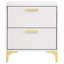 Table de chevet blanche et dorée 2 pour chambre à coucher - Rangement spacieux, visuel, joints inclus dans l'esthétique, cadeau-2083254904