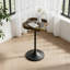 Table d'appoint à piédestal moderne avec plateau en verre trempé et rangement caché, table de bout en bois massif pour le salon, la chambre à coucher et les petits espaces