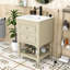 Meuble-lavabo compact avec lavabo en céramique, tablette inférieure, tiroirs basculants et en forme de U-1887452339