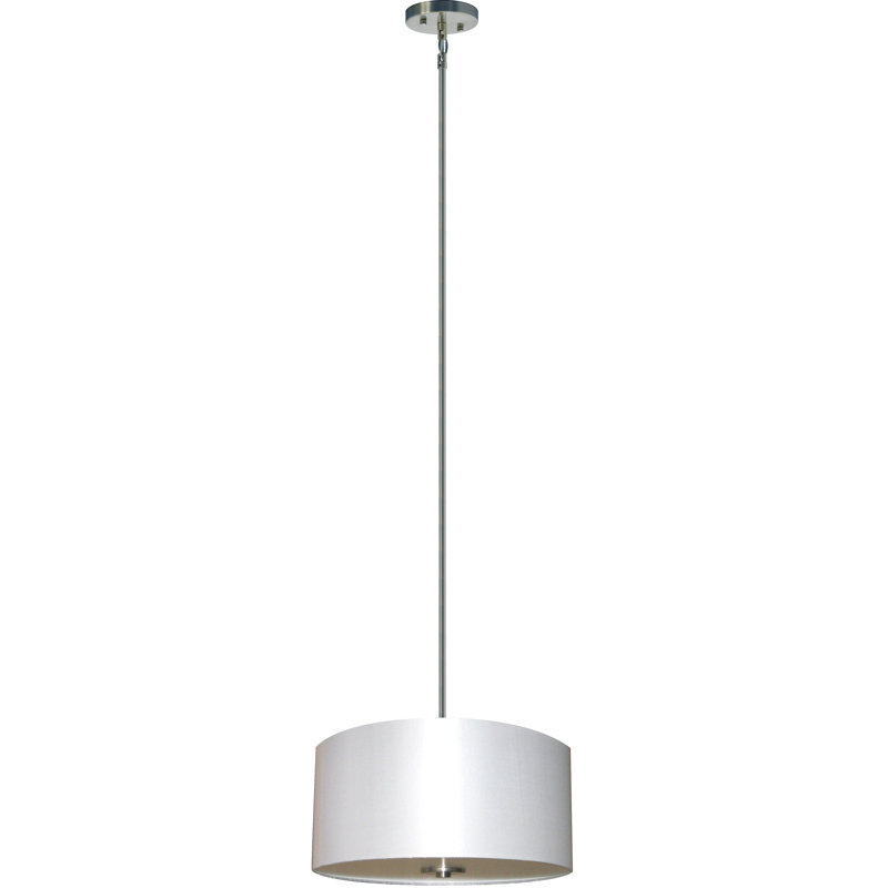 Olivo 3 - Light Satin Steel Shaded Pendant, Pristine White