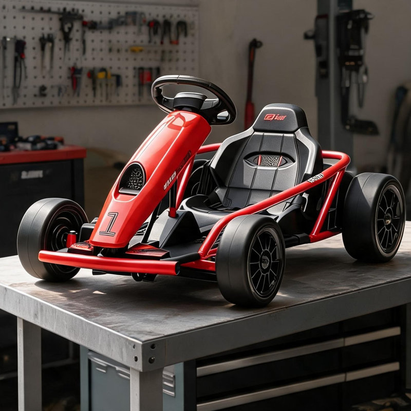 Kart en polypropylène et en acier pour enfants de 8 à 12 ans, noir classique, capacité de 154 lb