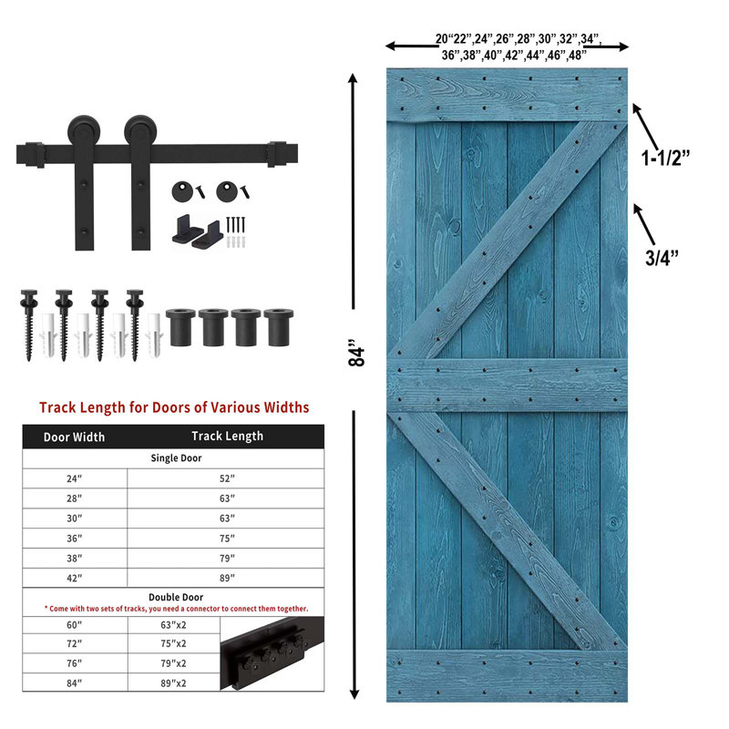 Pine Wood Sliding DIY Barn Door With Installation Hardware Kit